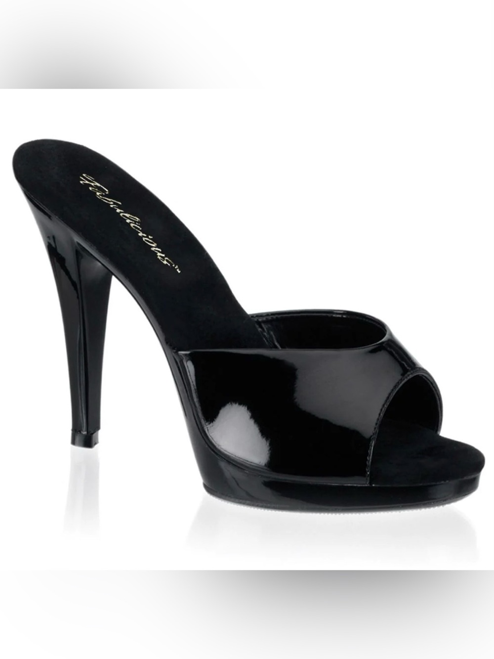 Pleaser Black Patent Open-Toe Stiletto Slide